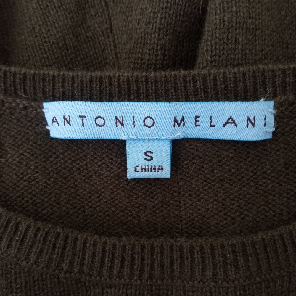 ANTONIO MELANI 100% Cashmere Peplum Hem Sweater Moss Green | S - Picture 7 of 8